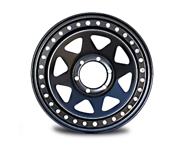 16x8 Steel Imitation Beadlock Wheel Rim for D40 Nissan Navara Thai Built (+20 Offset / 6/114.3 PCD) - Black-Aussie 4x4 Pro