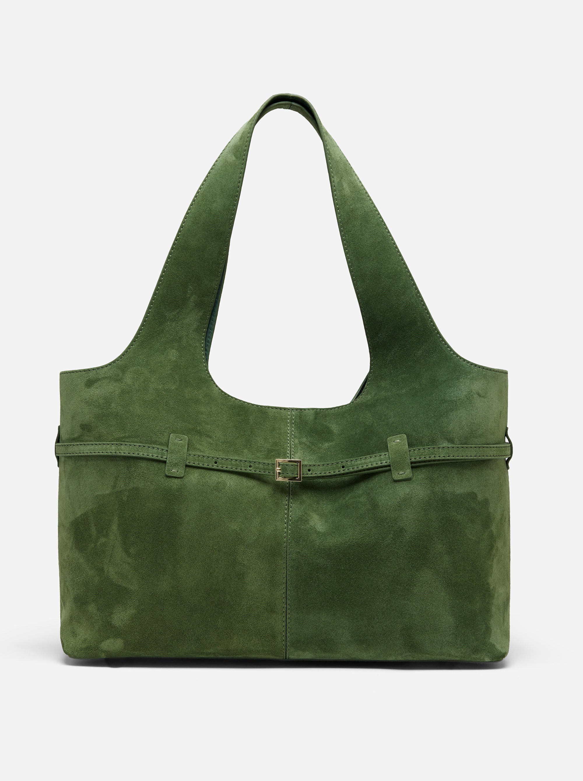 Cambon Cabas Velvet Green Suede Front