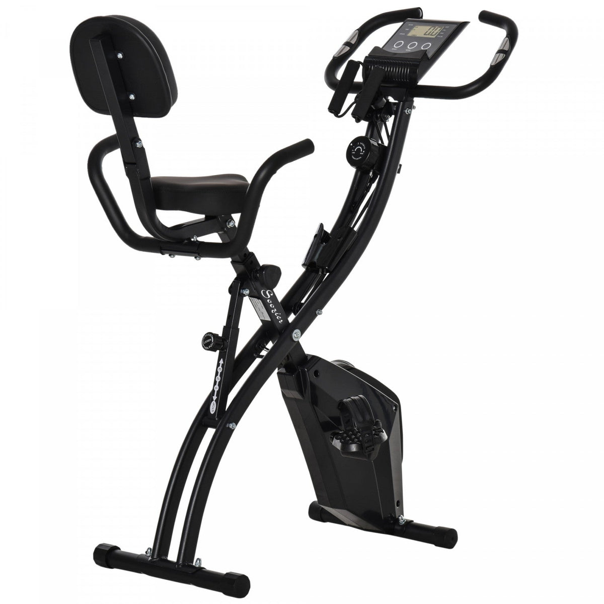 Soozier 2 In 1 Upright Exercise Bike Stationary Foldable Magnetic Recumbent Cycling With Arm Resista|Soozier Velo D'exercice Droit 2 En 1 Stationnaire Pliable Magnetique Velo Couche Avec Bandes De Resi