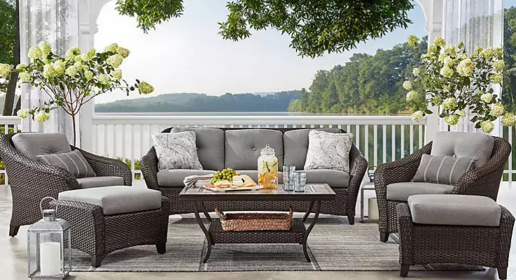 Member's Mark Toronto 6-Piece Patio Deep Seating Set with Sunbrella Fabric - Gray - Eshop House LLC