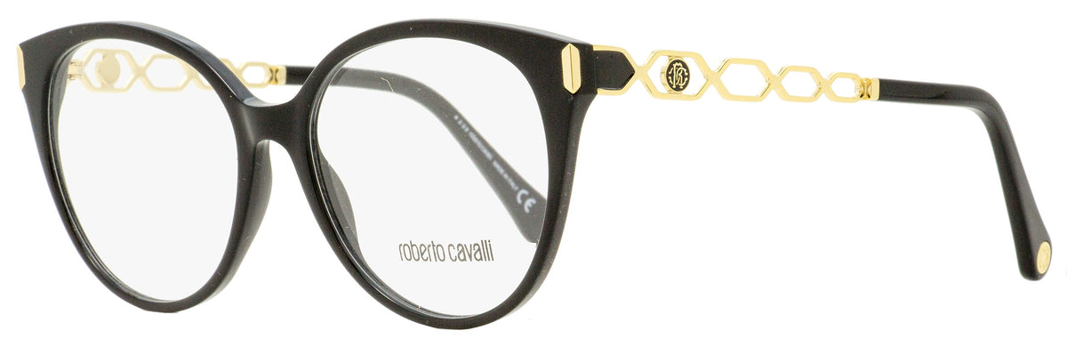 Roberto Cavalli Women's Oval Eyeglasses RC5112 001 Black/Gold 53mm