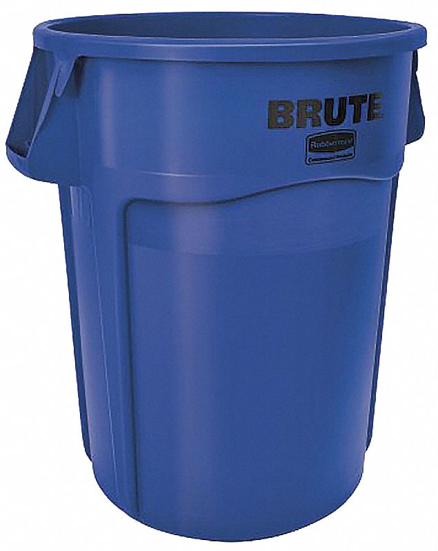 Rubbermaid Rubbermaid Plastic Trash Container: 44 gal Capacity, 31 1/2 in Ht, 24 in Dia, Round, Blue - FG264360BLUE