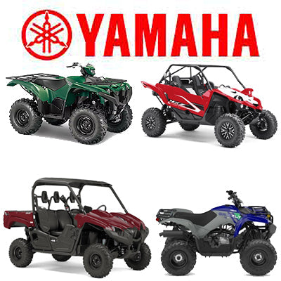Four Yamaha off-road vehicles displayed with the Yamaha logo above them on a white background.
