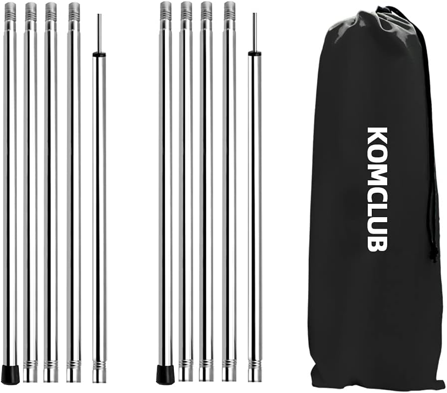 KOMCLUB 78" Tent Poles Adjustable Tarp Poles Stainless Steel Camping Poles