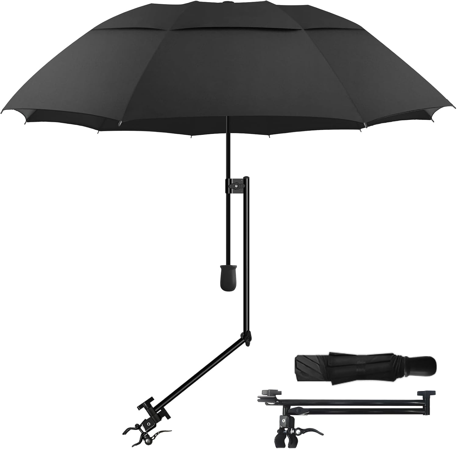 Patio Umbrellas UPF 50+ 360 ° Adjustable Shade Umbrella,Beach Umbrella with Universal Clamp,Beach Clamp on Umbrella,suitable for Patio,beach chairs,golf carts, wheelchairs,carts,bleachers,camping and fishing