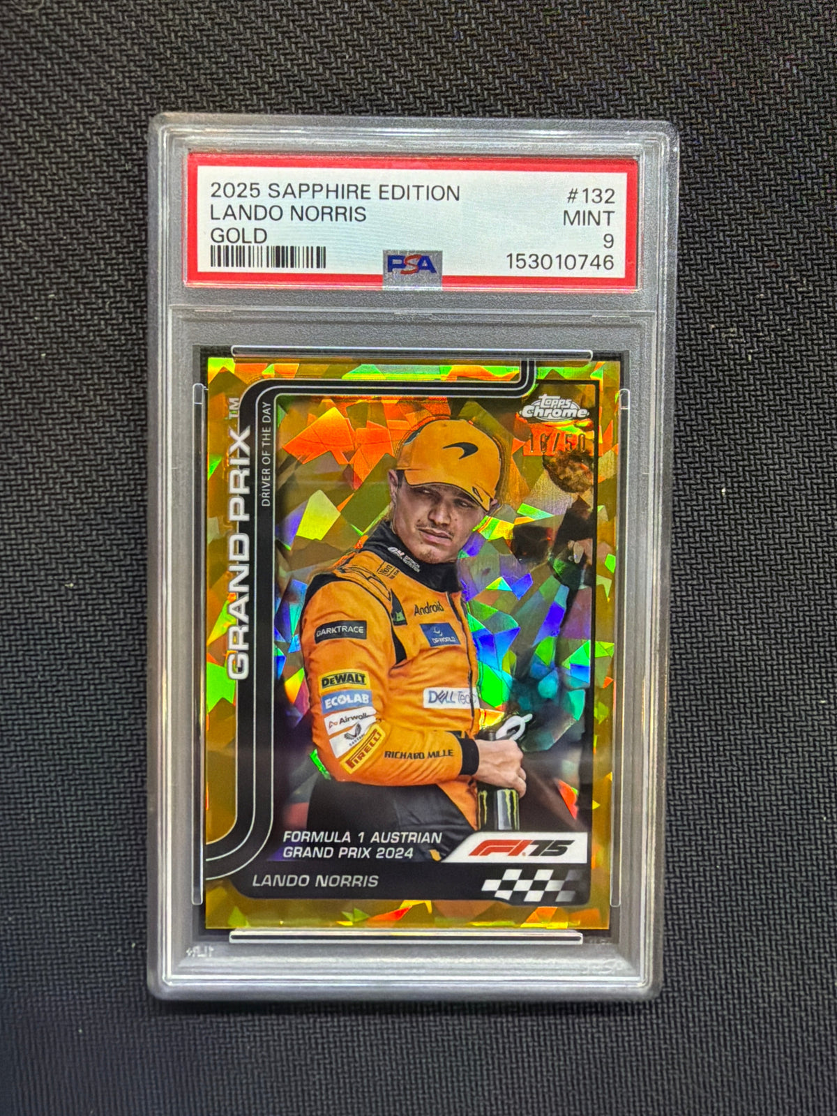 2025 Topps Chrome F1 Sapphire Lando Norris Gold /50 PSA 9 Mclaren