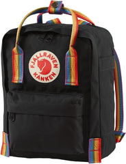 Fjällräven Kanken Rainbow Mini Backpack - Compact Everyday Carry, Durable Vinylon Fabric - Travel, Black-Rainbow Pattern, One Size