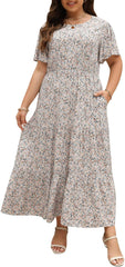Nemidor Plus Size Women Maxi Dress Boho Casual Long Pocket