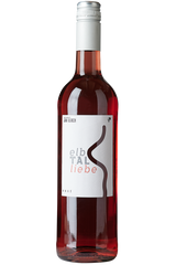Eine Flasche deutscher Roséwein Cuveé in einer Bordeaux Flasche mit silbernem Schraubverschluss.