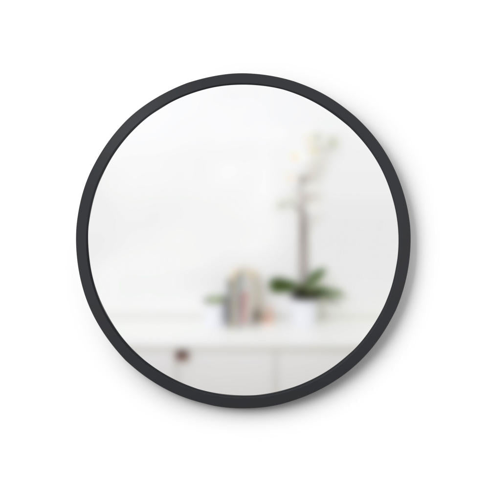 Umbra Hub wall mirror, hallway mirror, mirror, make-up mirror, cosmetic mirror, black, Ø 46 cm, 1013756-040