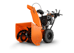 Ariens Deluxe 28 SHO 301cc snow blower with a 28" clearing width and high output impeller, showcasing its rugged design.