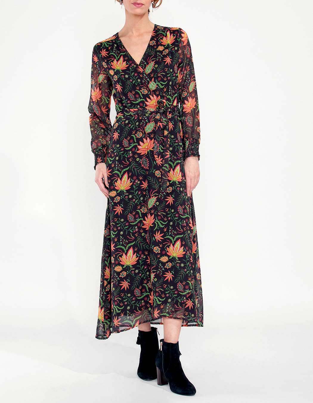 Robe longue fluide voile imprimée MALADA