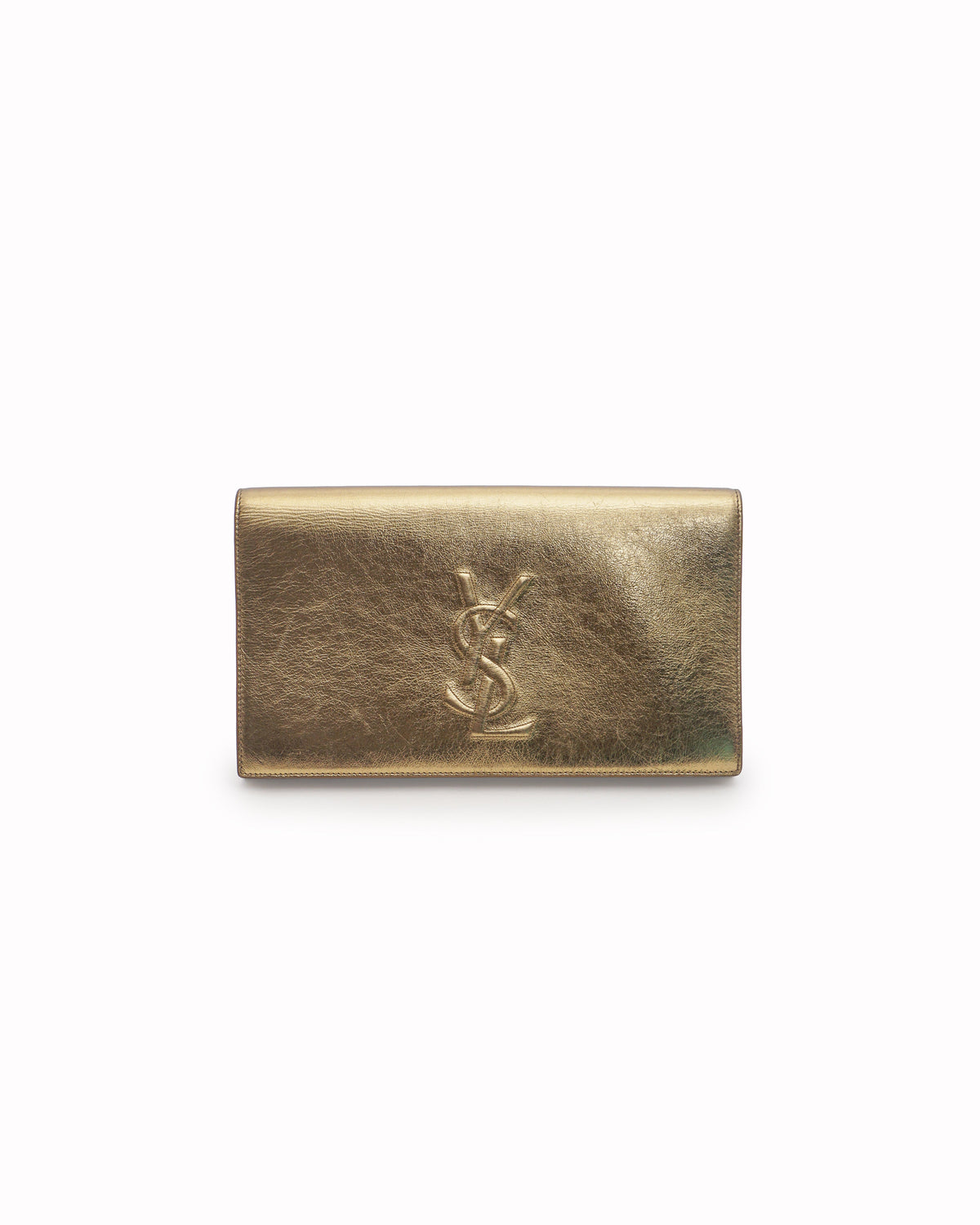 Yves Saint Laurent Metallic Gold Leather Bell de Jour Clutch Bag