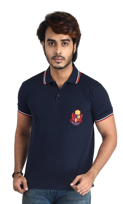 Clothe Funn Men's Polo T-Shirt, Navy