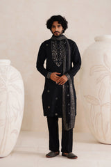 Black Makesh Embroidery Kurta Set With Dupatta