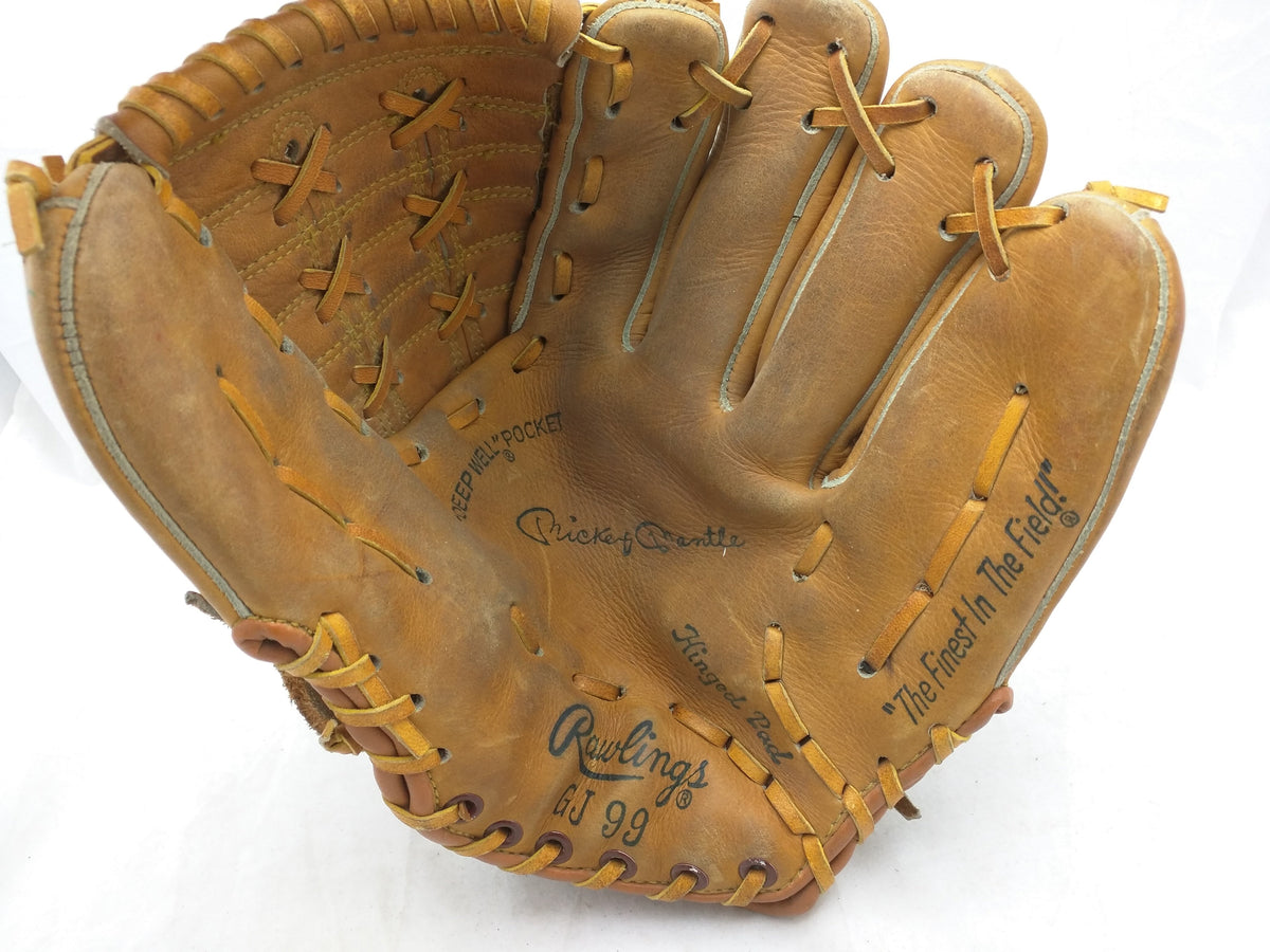GJ 99 Mickey Mantle Edge-U-Cated Heel Rawlings Endorsed Vintage Baseball Glove Mitt Leather RHT