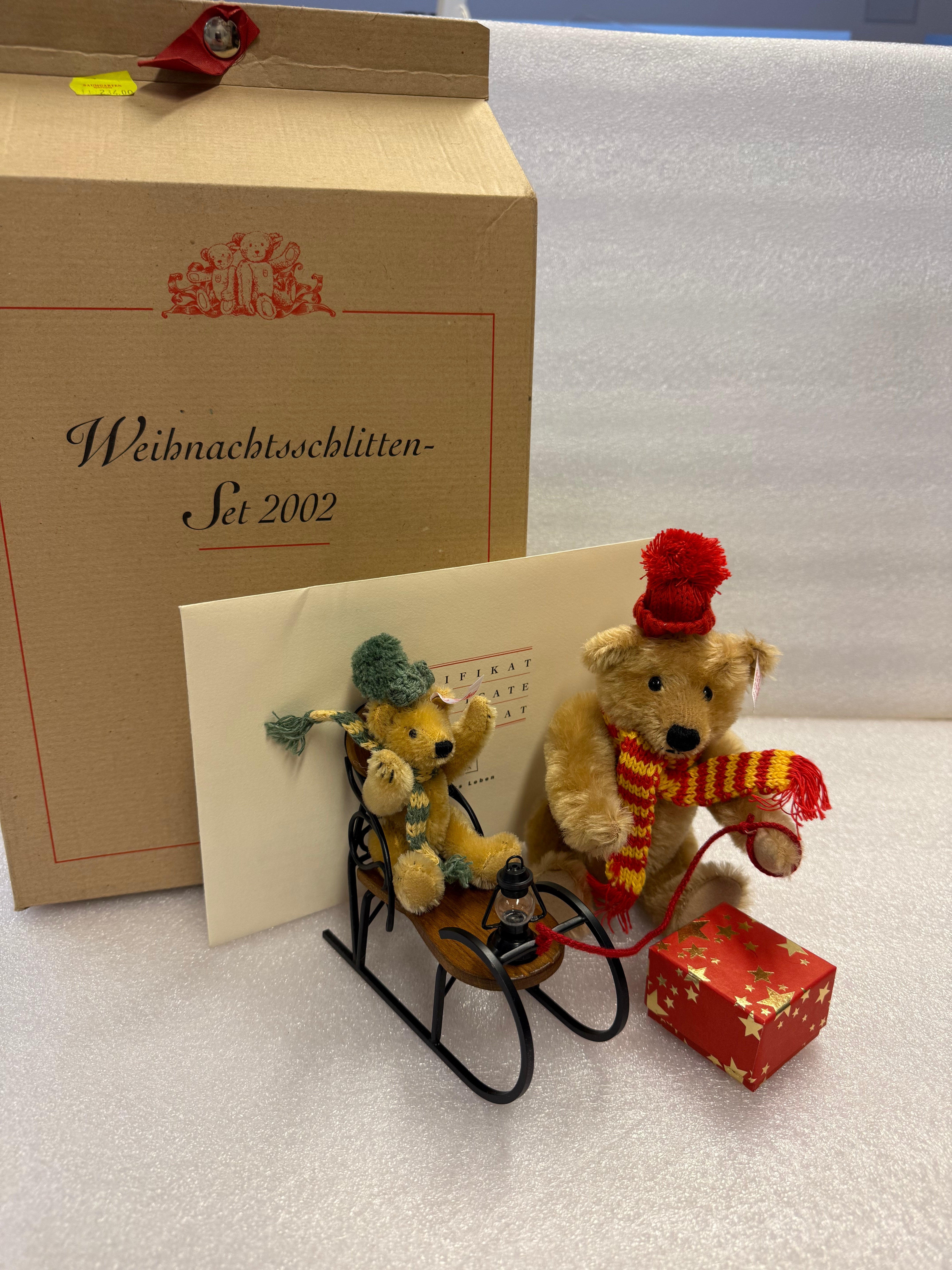 Steiff Weihnachtsschlitten-Set