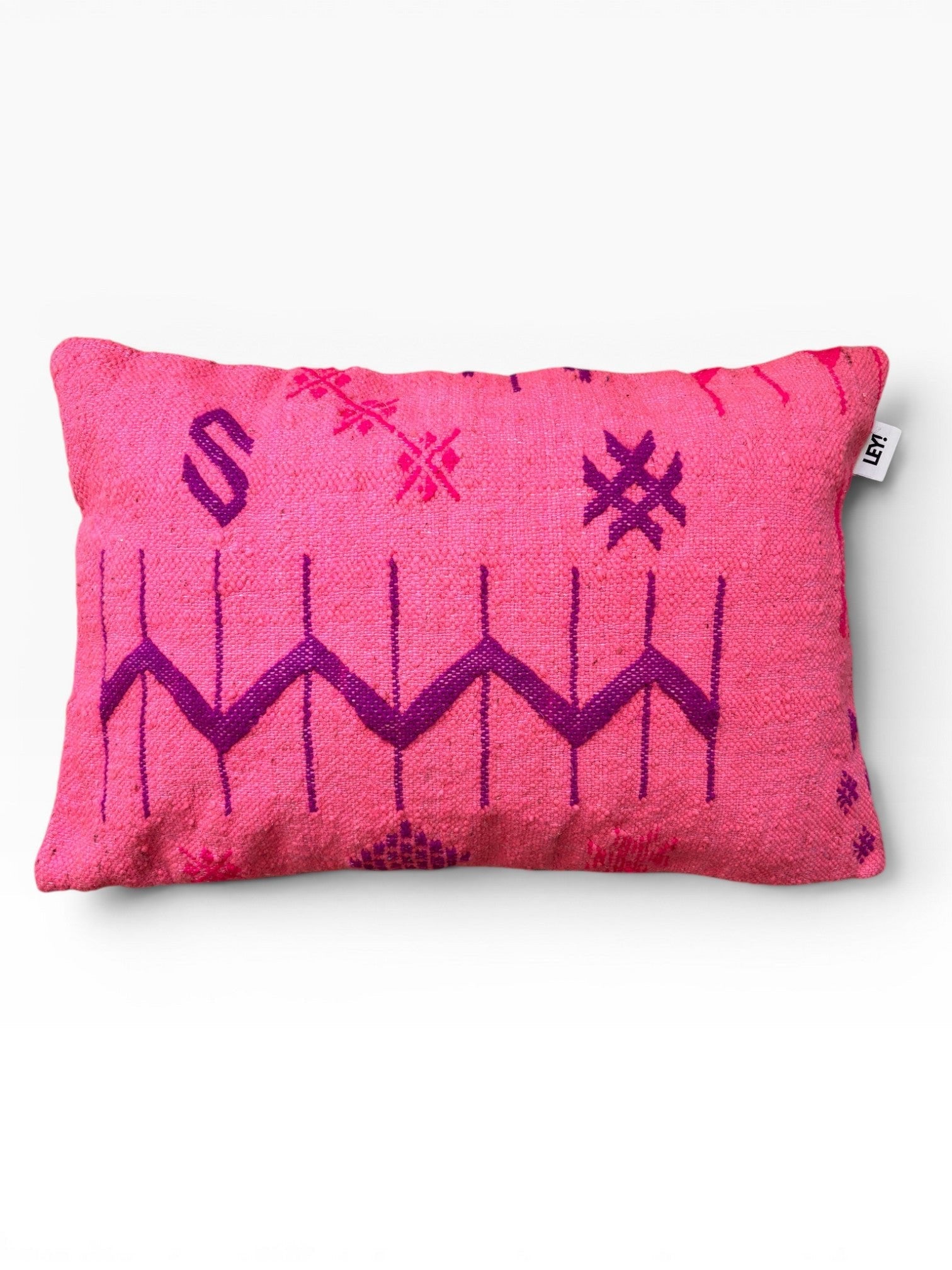 LEY! Colorful Line Pink Edition 40x60 Kissen zeigt lila geometrische und abstrakte Muster auf Weiß.
