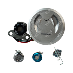 Cerradura completa KM Motos 150Z/CR1/GSR-150, vista de la cerradura y componentes en la imagen.