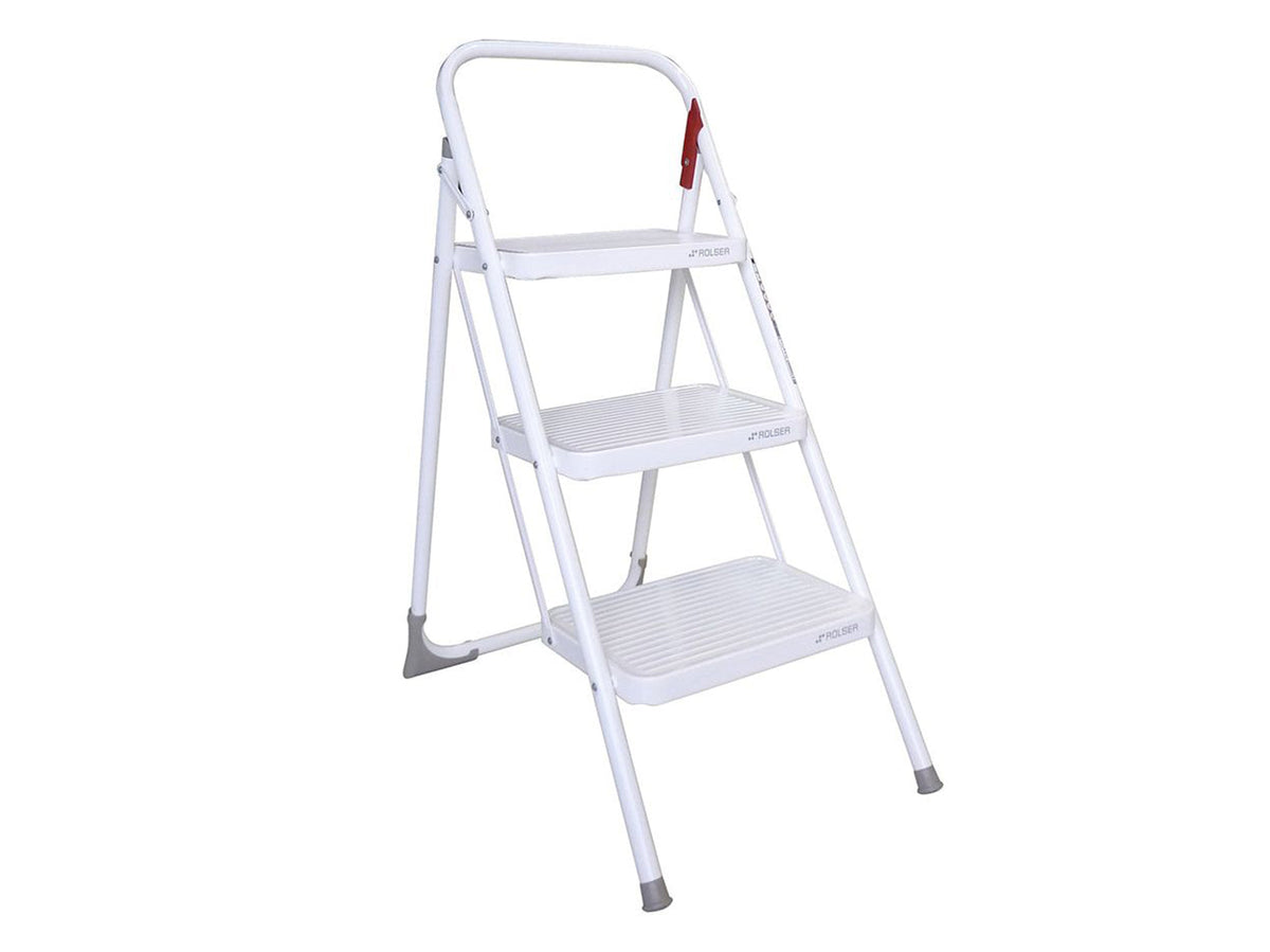 Escalera Blanca 3 Peldaños con Agarradera – Rolser