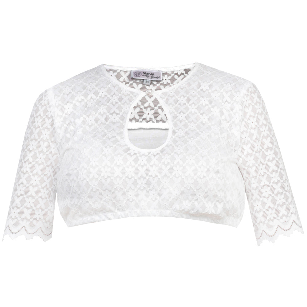 MarJo Dirndlbluse "Gisela-Anna" Lochausschnitt Halbarm | Offwhite