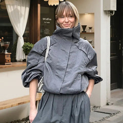 Damen Leichte Utility-Jacke mit hohem Stehkragen und lässigem Schnitt Drune