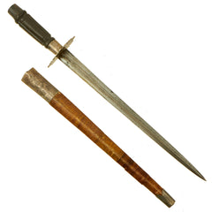 Original Philippines Late 19th Century Filipino Revolution Katipunan Marked Stiletto With Triangular Blade and Scabbard Original Items