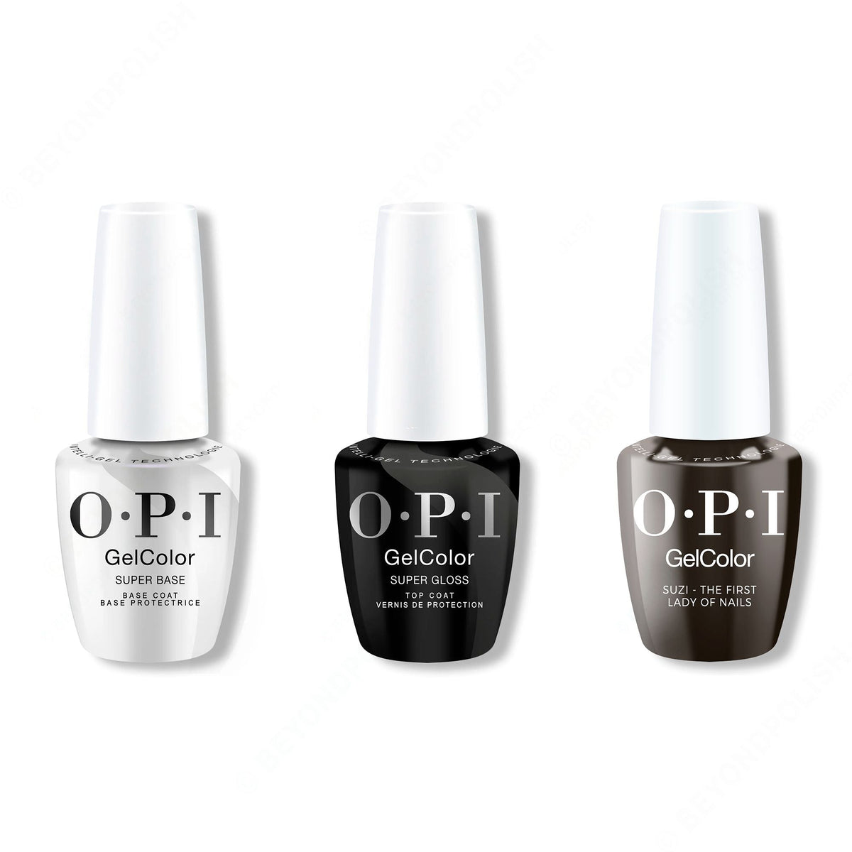OPI GelColor Intelli-Gel Combo - Super Base Coat, Super Gloss Top Coat & Suzi The First Lady Of Nails - Gel Polish at Beyond Polish