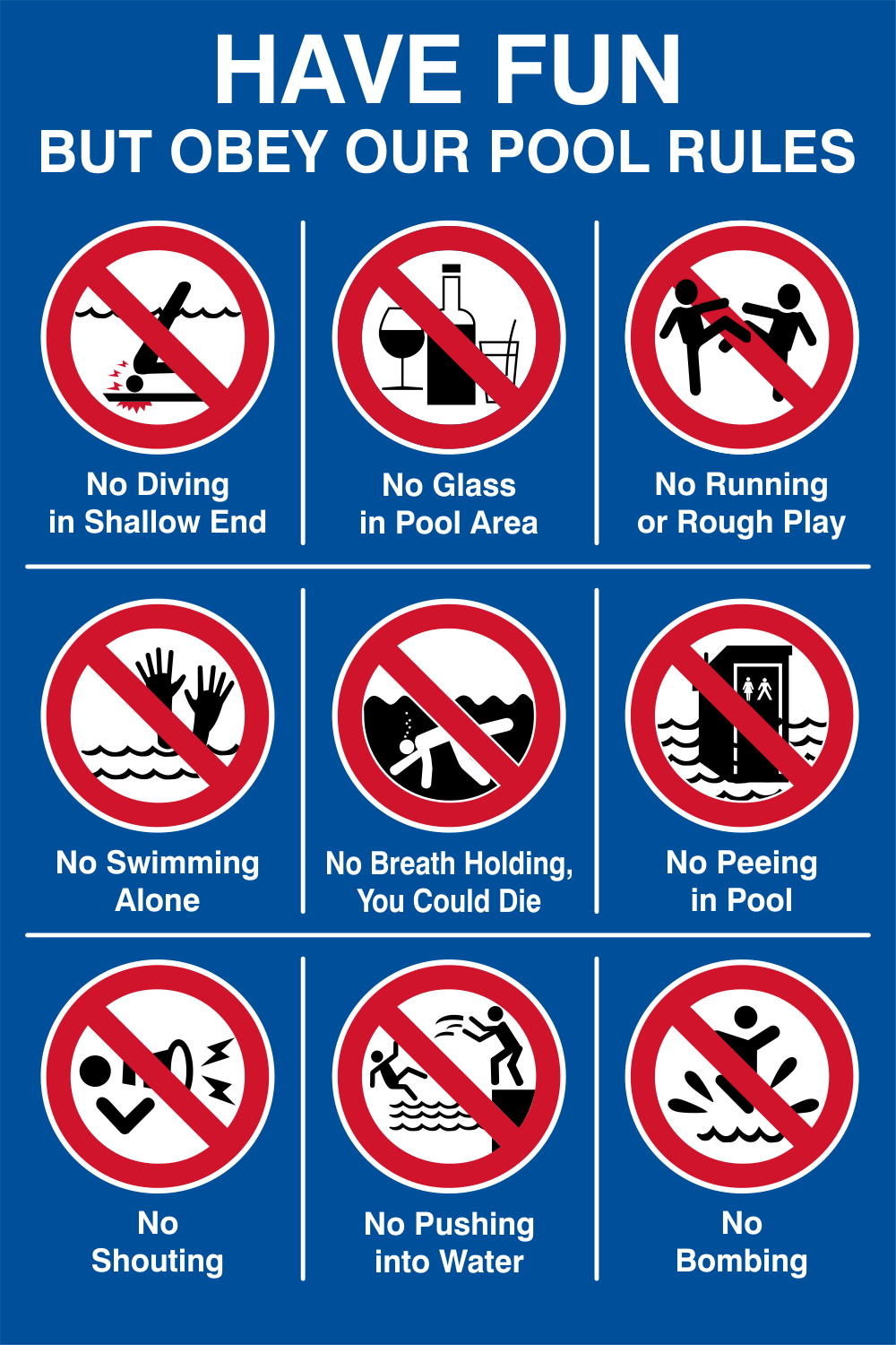 Obey the Rules of the Pool safety sign (PR015)