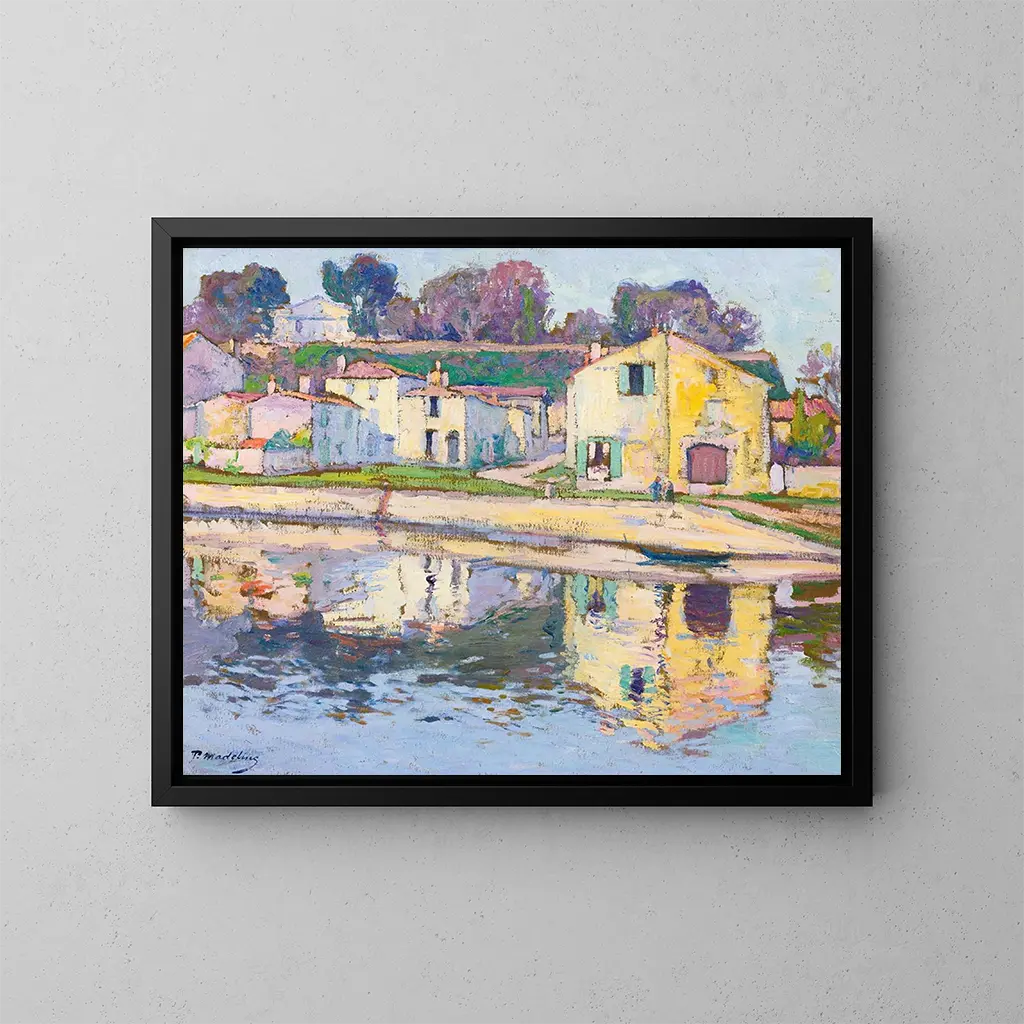 a painting Un quai à Taillebourg - Paul Madeline — framed artwork on a wall