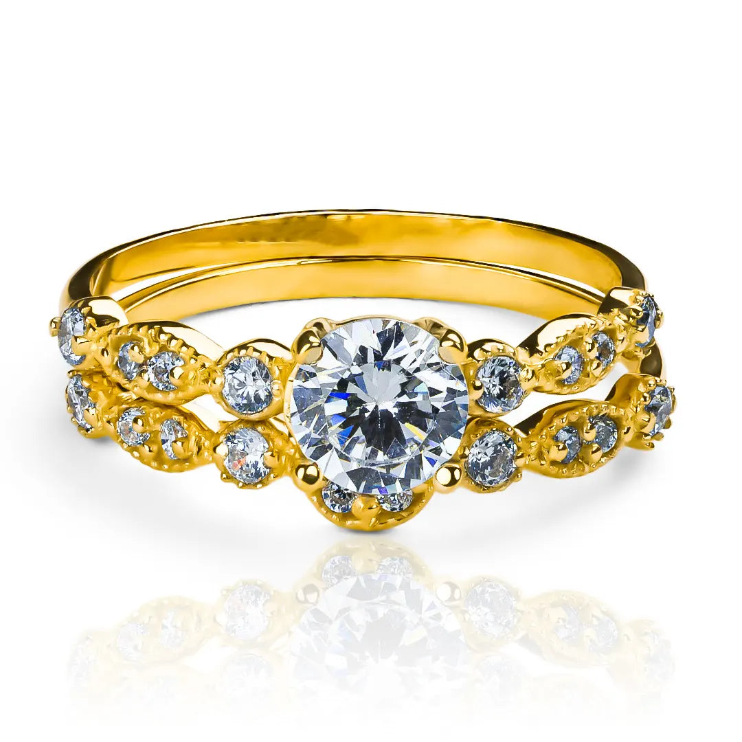 Anillo de compromiso duo fashion garde. Hecho en Joyería caracas con oro 18k y certificado de calidad para una vida de belleza.