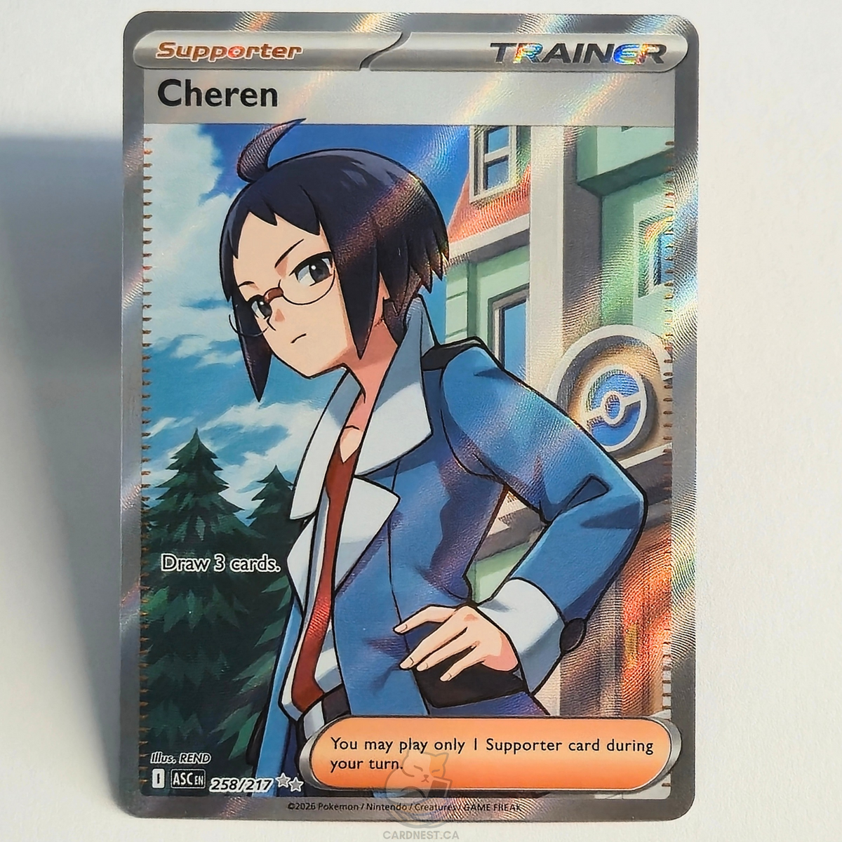 Cheren 258/217 Full Art Trainer Ultra Rare – Ascended Heroes – Near Mint – English