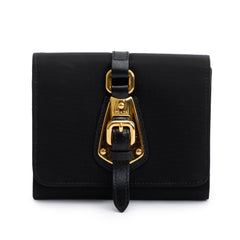Prada Black Tessuto Compact Trifold Wallet