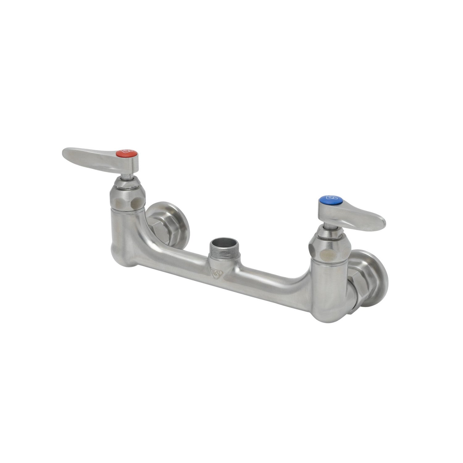 T&S Brass S-0230-LN 8" Wall Mount Stainless Steel Faucet Base - Less Nozzle (1/2" NPT Female Inlets)