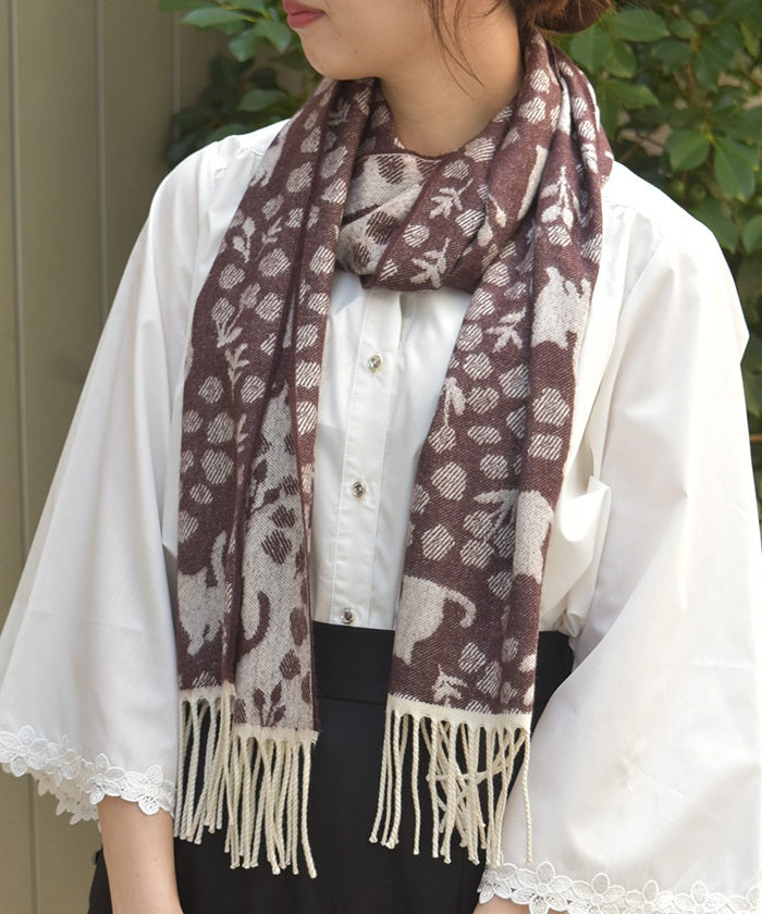 Flower Cat Pattern Jacquard Stoll