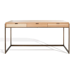 Safavieh Couture Genevieve 3-Drawer Writing Desk - Walnut / Antique Brass