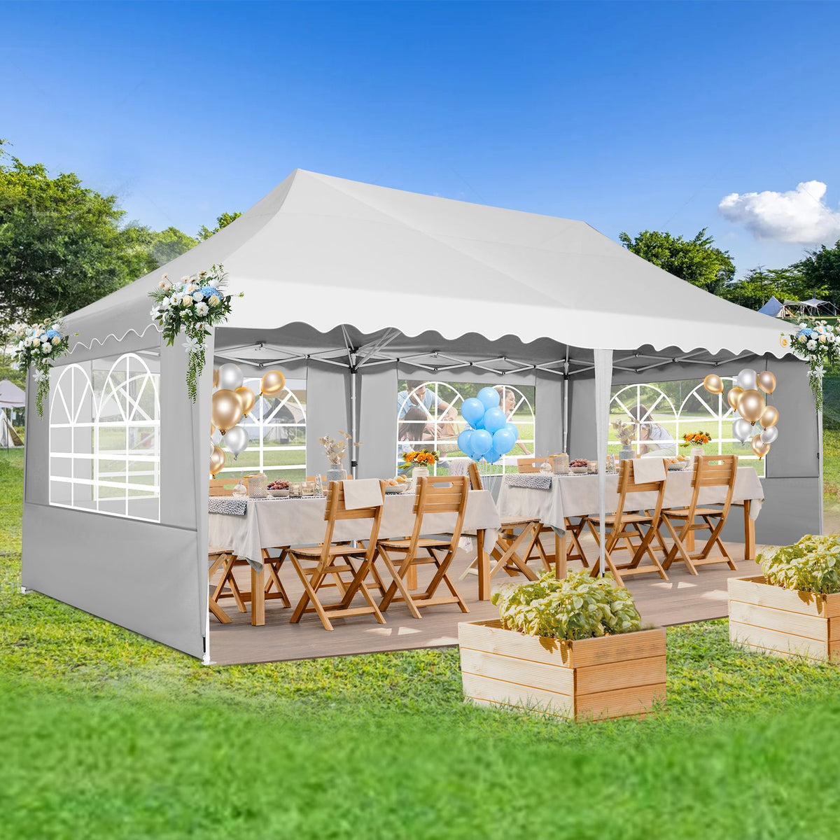 HOTEEL Canopy 10'x20' Pop Up Canopy Tent Heavy Duty Waterproof Adjustable Commercial Instant Canopy Outdoor Party Canopy Parties,Wedding,Outside Patio,Event,Backyard