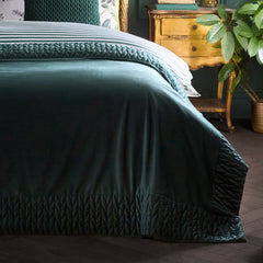 Laurence Llewelyn-Bowen Siena Velvet 150cmx220cm Bedspread Bottle Green