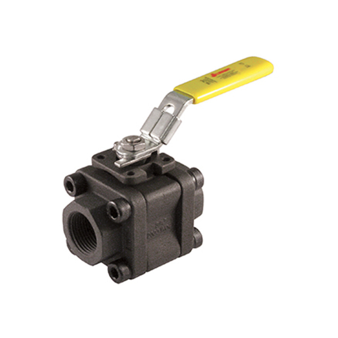 Jomar 601-614 3/4 Inch Carbon Steel Ball Valve 3 Piece 4 Bolt Enclosed, Standard Port, Threaded Connection, 2000 WOG, Stainless Steel Ball and Stem