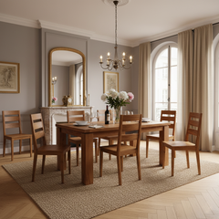 Table rectangulaire en bois sculpté bicolore 200/280 | Acacia Maya