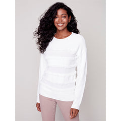 CHARLIE B // 2583 FRAYED SWEATER CREAM