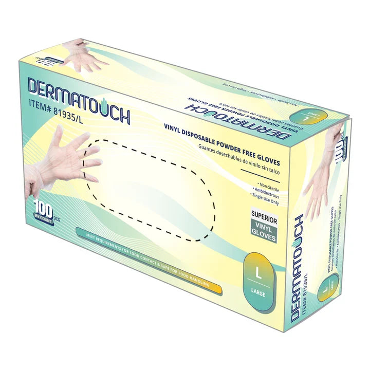 81935 Dermatouch 3.5 Mil Clear Vinyl Disposable Gloves - Powder-Free 10BX/CS