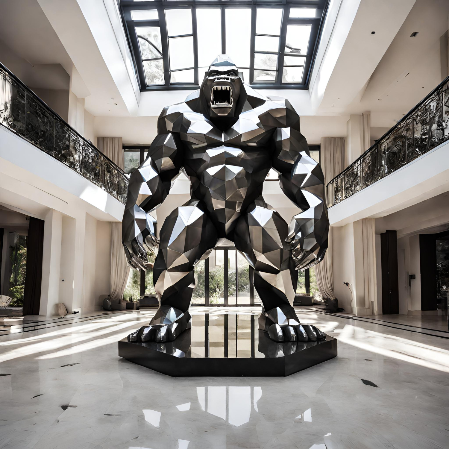 OSO Stainless Steel Gorilla Sculpture Stainless Steel Gorilla Sculpture A Height: 36 inch (91 cm)