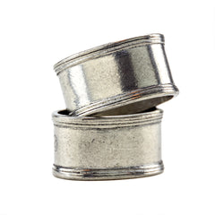 Vintage Smooth Oval Pewter Napkin Ring Set of 2