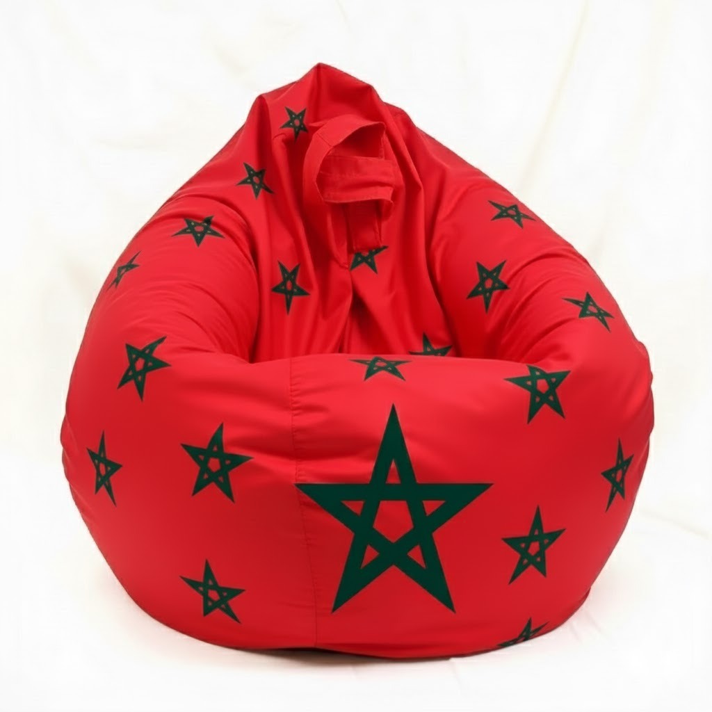 Pouf Rouge – Motif Étoiles ✨