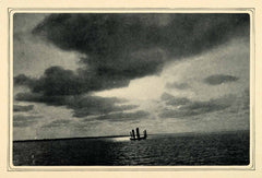 1905 Duotone Print China Sea Sailing Ocean Skiff Ship Seascape Philippines XGQ2