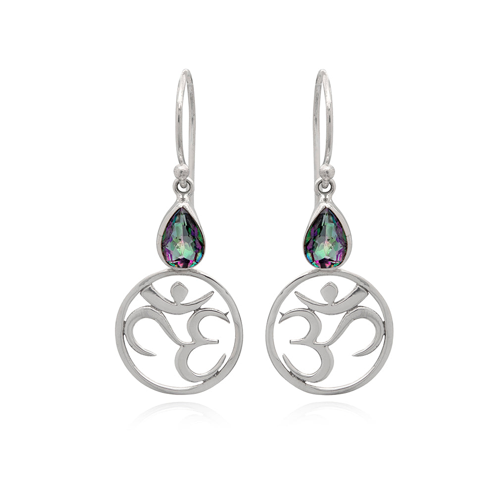 TEARDROP OM IN MYSTIC TOPAZ EARRING