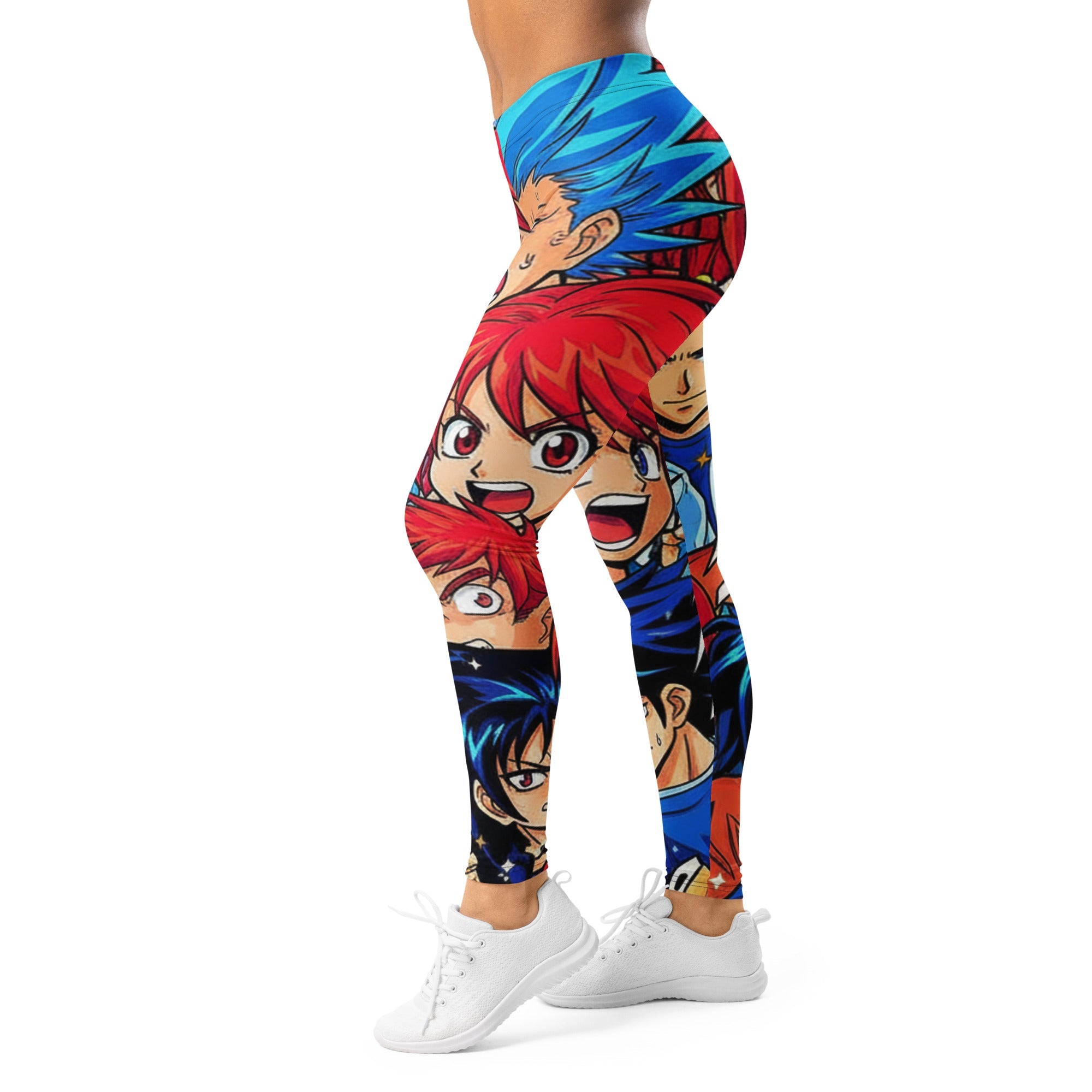 Women's anime collage street fighter leggings front view