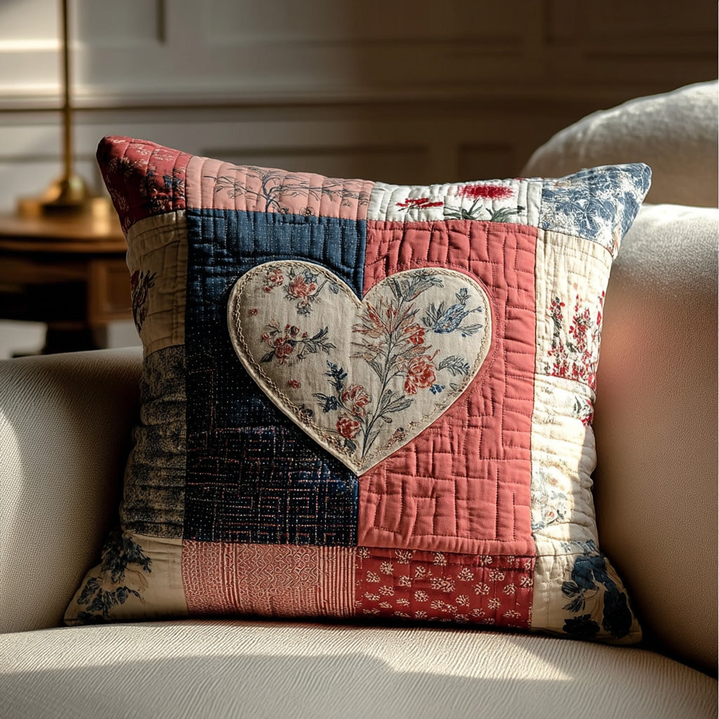 Vintage Blossom Heart Quilted Pillow Case NCU0LDH118