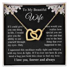 Wife Necklace Gift for Her, Soulmate Jewelry, Necklace for Future Wife, Wedding Valentine Jewelry for Wife Necklace Gifts from Husband - Soulmate Gift Necklace with Message Card and Gift Box Interlocking Heart